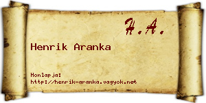 Henrik Aranka névjegykártya